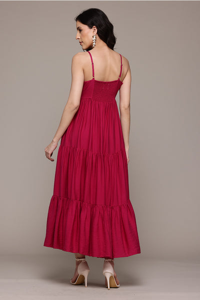 Label Ritu Kumar Fuchsia Arabella Long Dress indian designer wear online shopping melange singapore 
