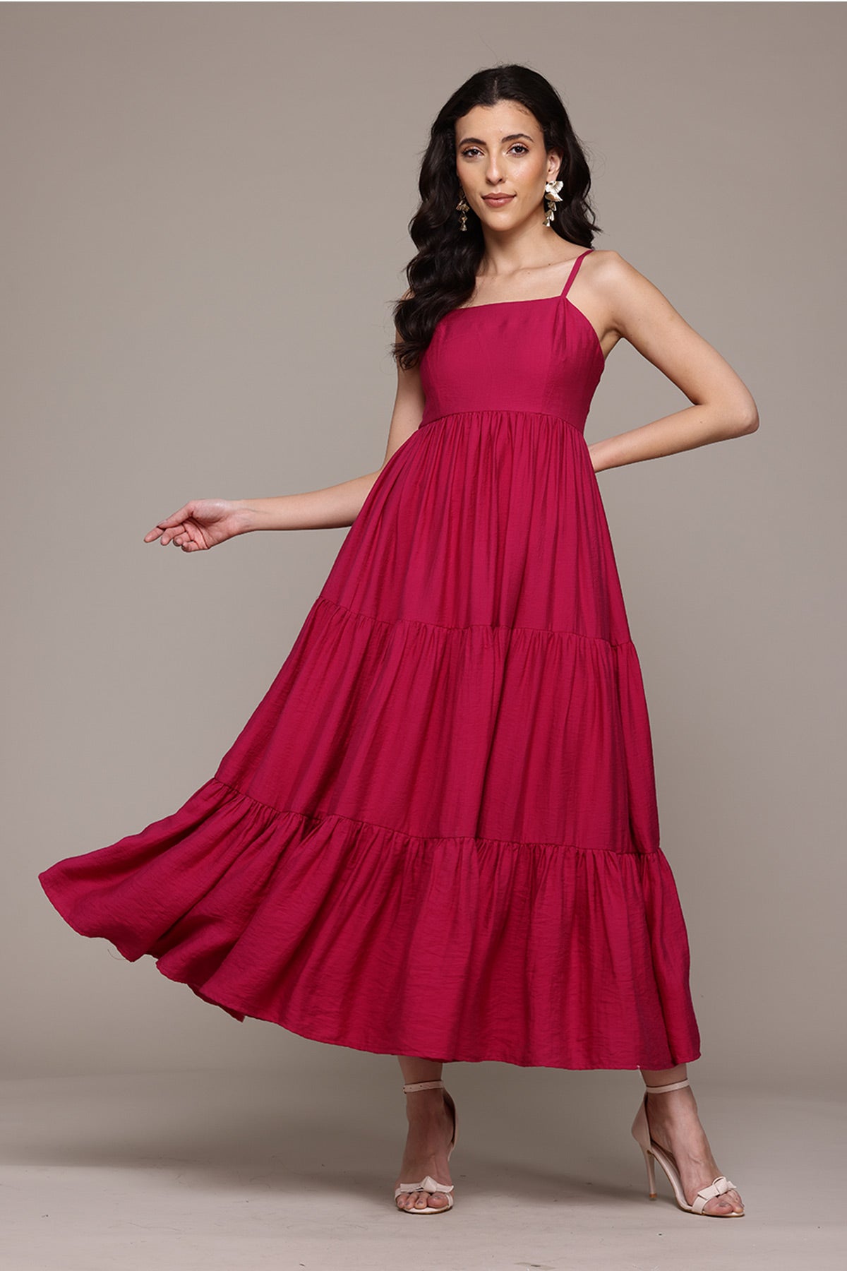Label Ritu Kumar Fuchsia Arabella Long Dress indian designer wear online shopping melange singapore 
