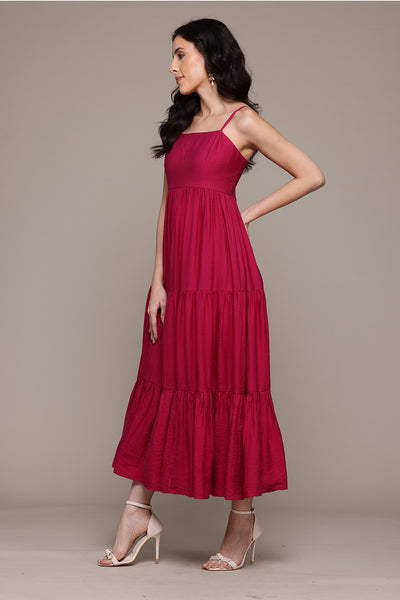 Label Ritu Kumar Fuchsia Arabella Long Dress indian designer wear online shopping melange singapore 
