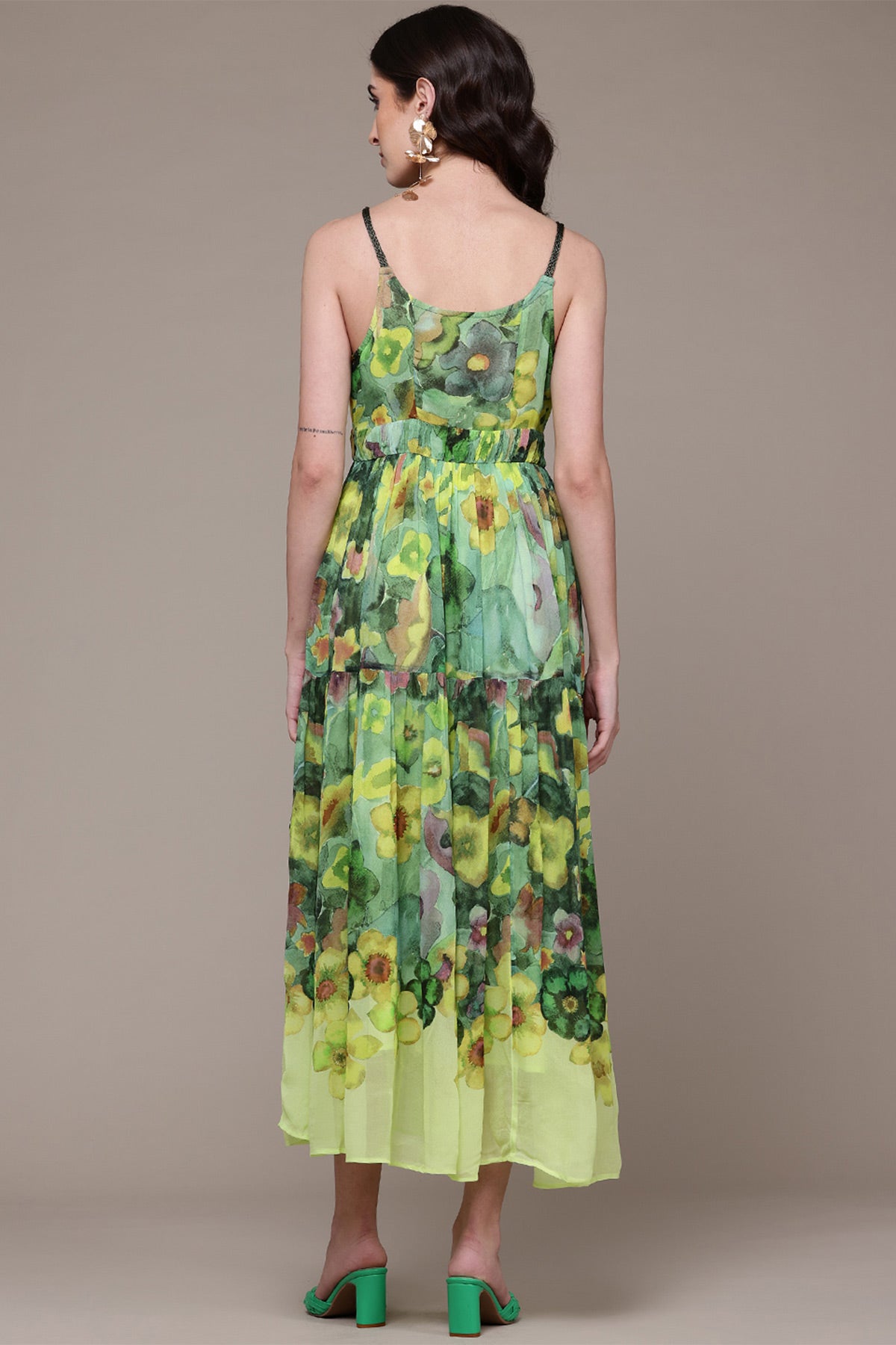 Label Ritu Kumar Green Agua Maxi Dress indian designer wear online shopping melange singapore 
