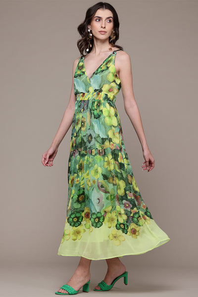 Label Ritu Kumar Green Agua Maxi Dress indian designer wear online shopping melange singapore 
