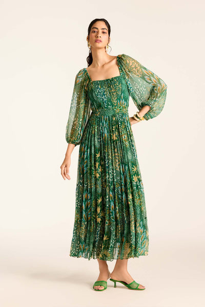 Green Angelique Full Sleeves Long Dress – Melange Singapore