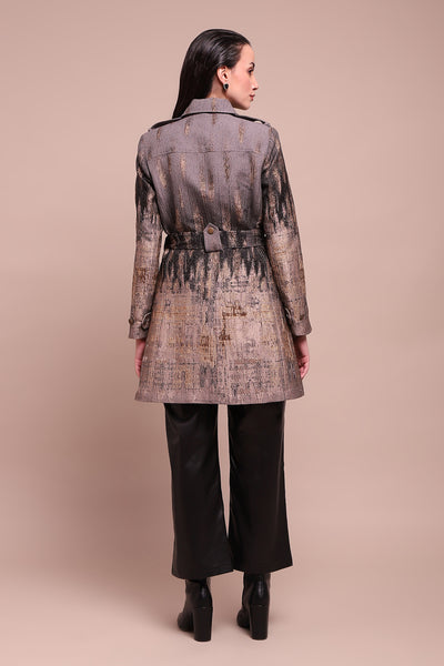Label Ritu Kumar Grey Phoebe Coat indian designer wear online shopping melange singapore
