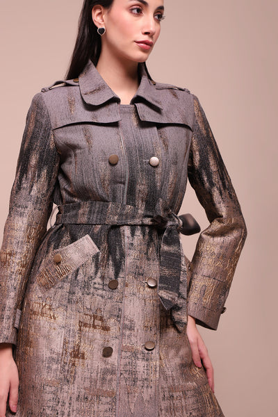 Label Ritu Kumar Grey Phoebe Coat indian designer wear online shopping melange singapore
