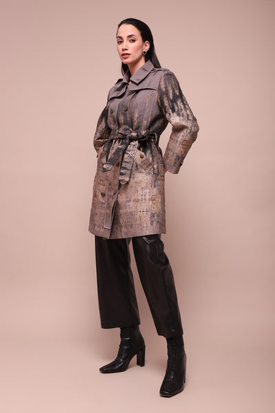 Label Ritu Kumar Grey Phoebe Coat indian designer wear online shopping melange singapore