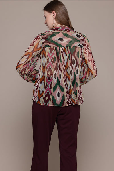 Label Ritu Kumar Multi Color Aquinnah Shirt With Camisole indian designer wear online shopping melange singapore 