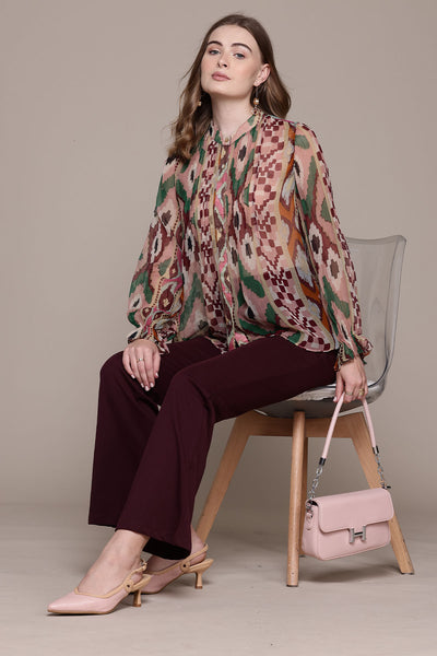 Label Ritu Kumar Multi Color Aquinnah Shirt With Camisole indian designer wear online shopping melange singapore 