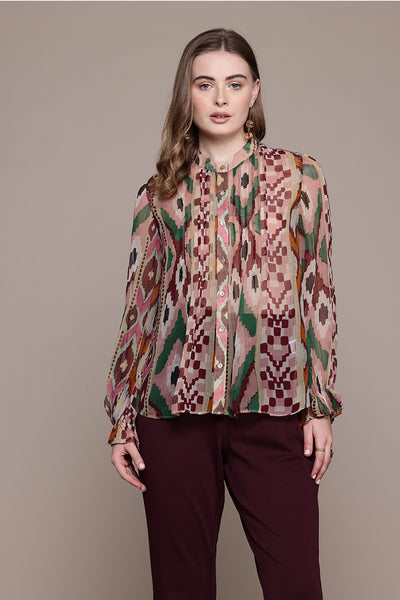 Label Ritu Kumar Multi Color Aquinnah Shirt With Camisole indian designer wear online shopping melange singapore 