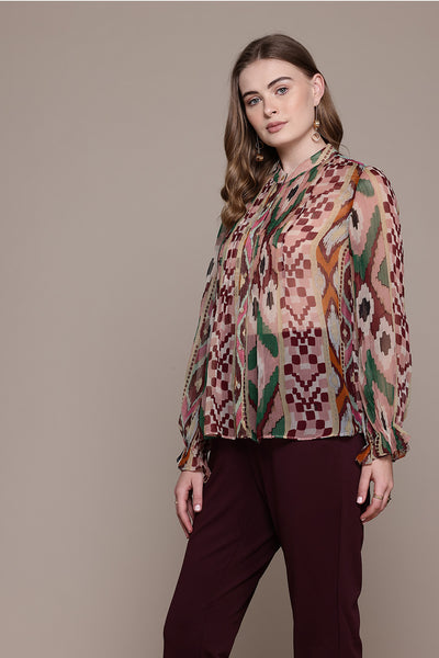 Label Ritu Kumar Multi Color Aquinnah Shirt With Camisole indian designer wear online shopping melange singapore 