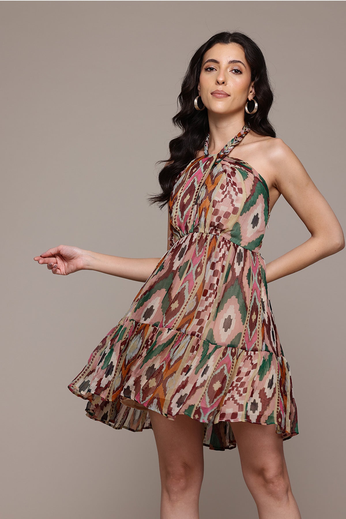 Label Ritu Kumar Multi Color Aquinnah Short Dress indian designer wear online shopping melange singapore 