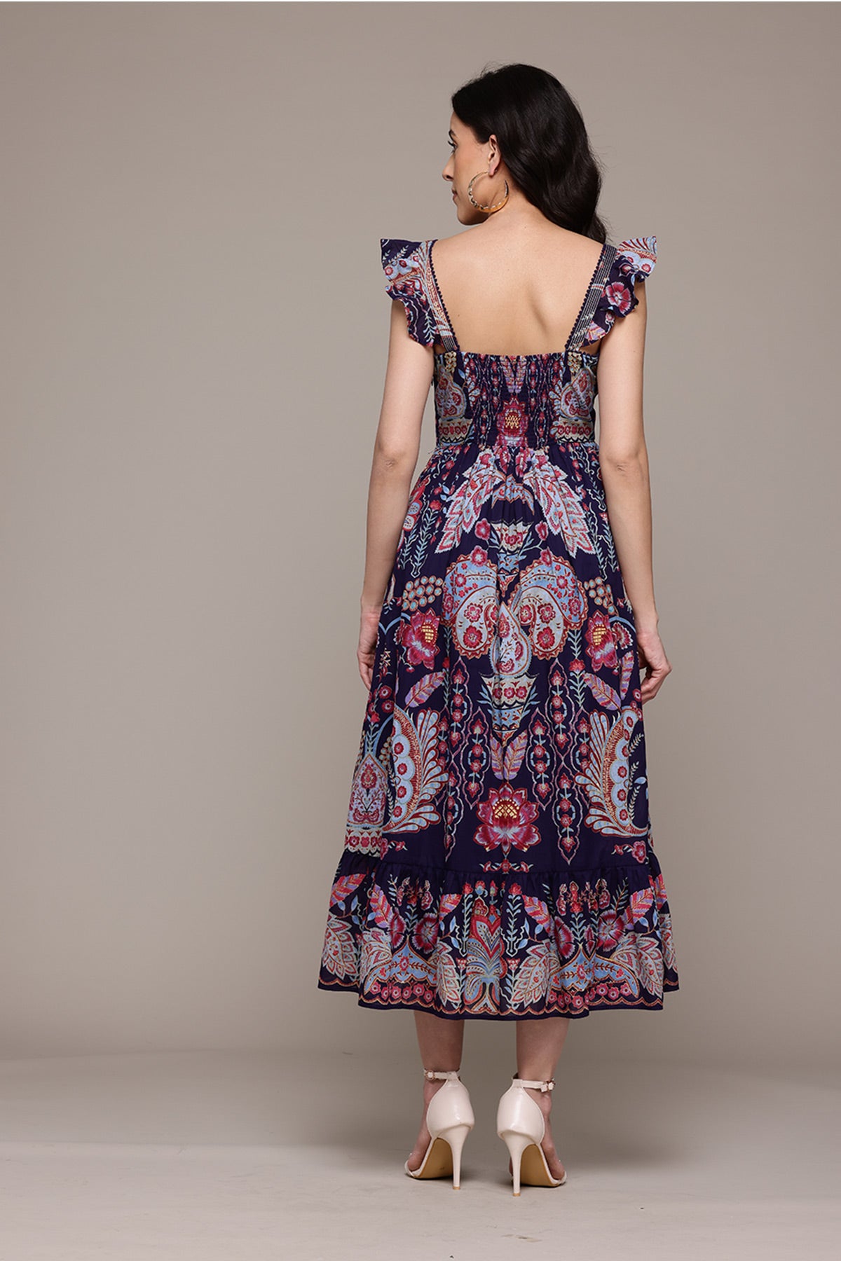 Label Ritu Kumar Navy Alba Long Dress indian designer wear online shopping melange singapore 
