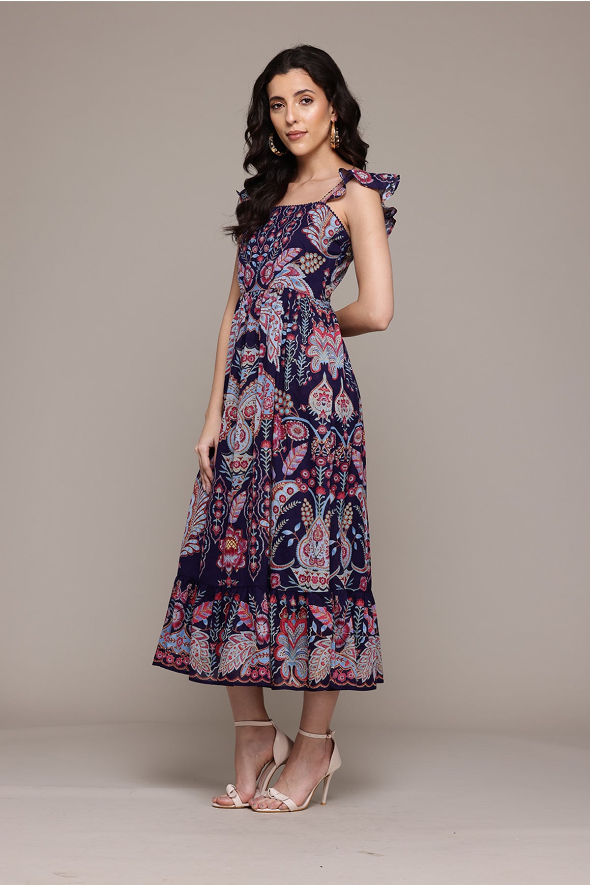 Label Ritu Kumar Navy Alba Long Dress indian designer wear online shopping melange singapore 
