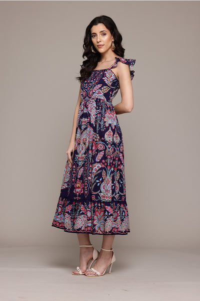 Label Ritu Kumar Navy Alba Long Dress indian designer wear online shopping melange singapore 

