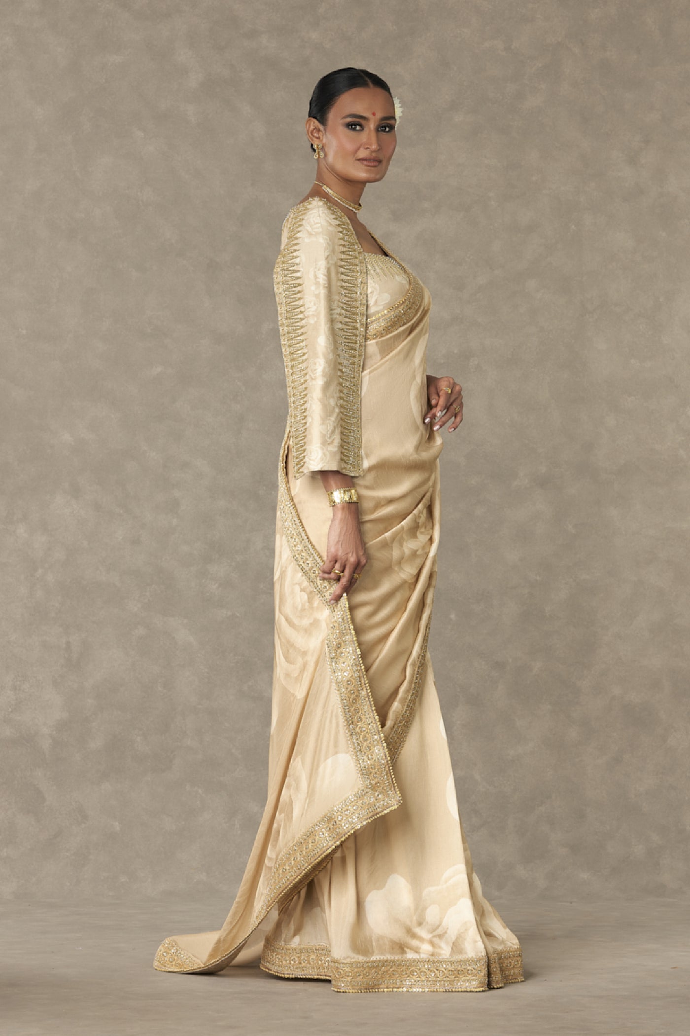 Masaba Beige Gulaab Saree Indian designer wear online shopping melange singapore