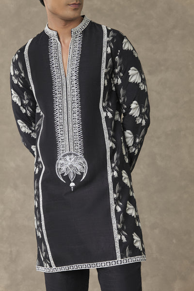 Masaba Menswear Black Chaand Kurta Indian designer wear online shopping melange singapore