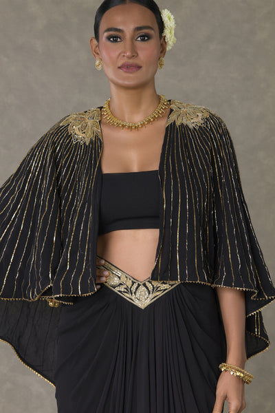 Masaba Black Neel Kamal Cape Set Indian designer wear online shopping melange singapore