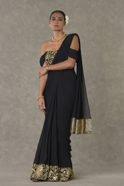 Masaba Black Neel Kamal Corset Saree Indian designer wear online shopping melange singapore
