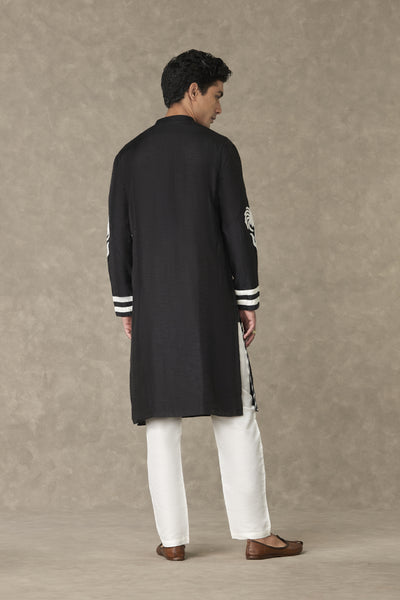 Masaba Menswear Black Shajara Kurta Set Indian designer wear online shopping melange singapore