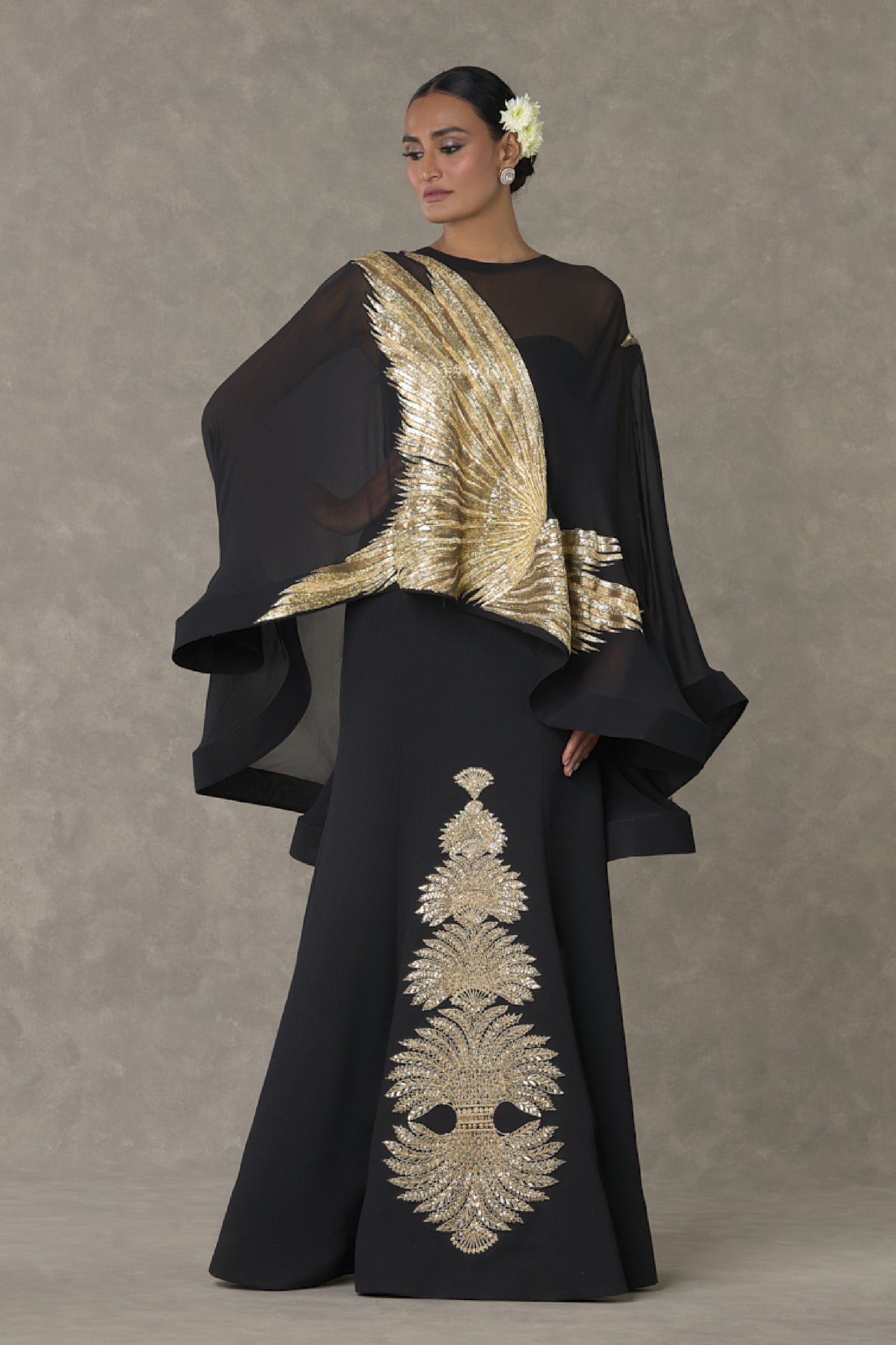 Masaba Black Son Chidiya Cape Set Indian designer wear online shopping melange singapore