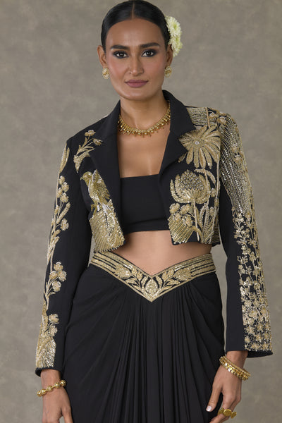 Masaba Black Son Chidiya Cropped Blazer Set Indian designer wear online shopping melange singapore