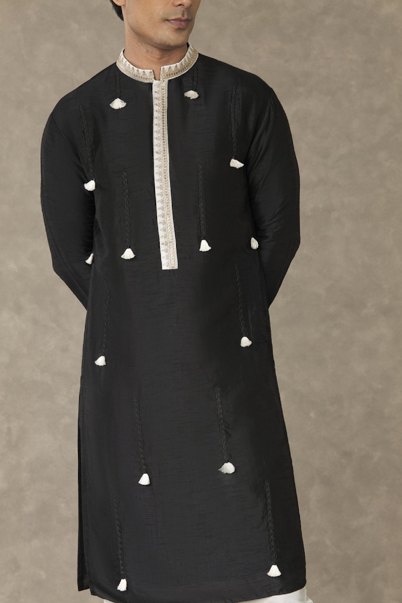 Masaba Menswear Black Tassel Kurta Indian designer wear online shopping melange singapore