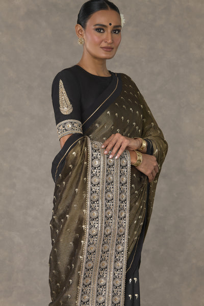 Masaba Black Winegarden Tissue Saree Indian designer wear online shopping melange singapore