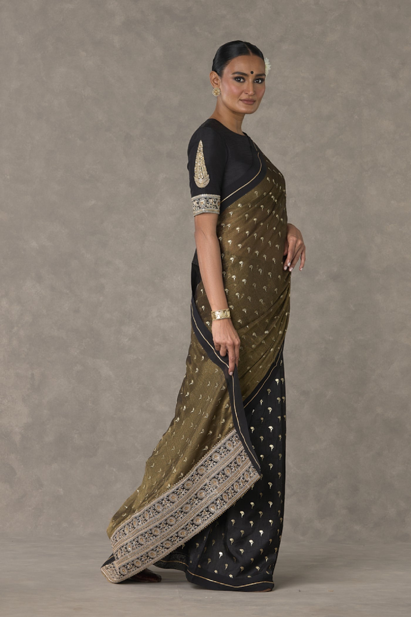 Masaba Black Winegarden Tissue Saree Indian designer wear online shopping melange singapore