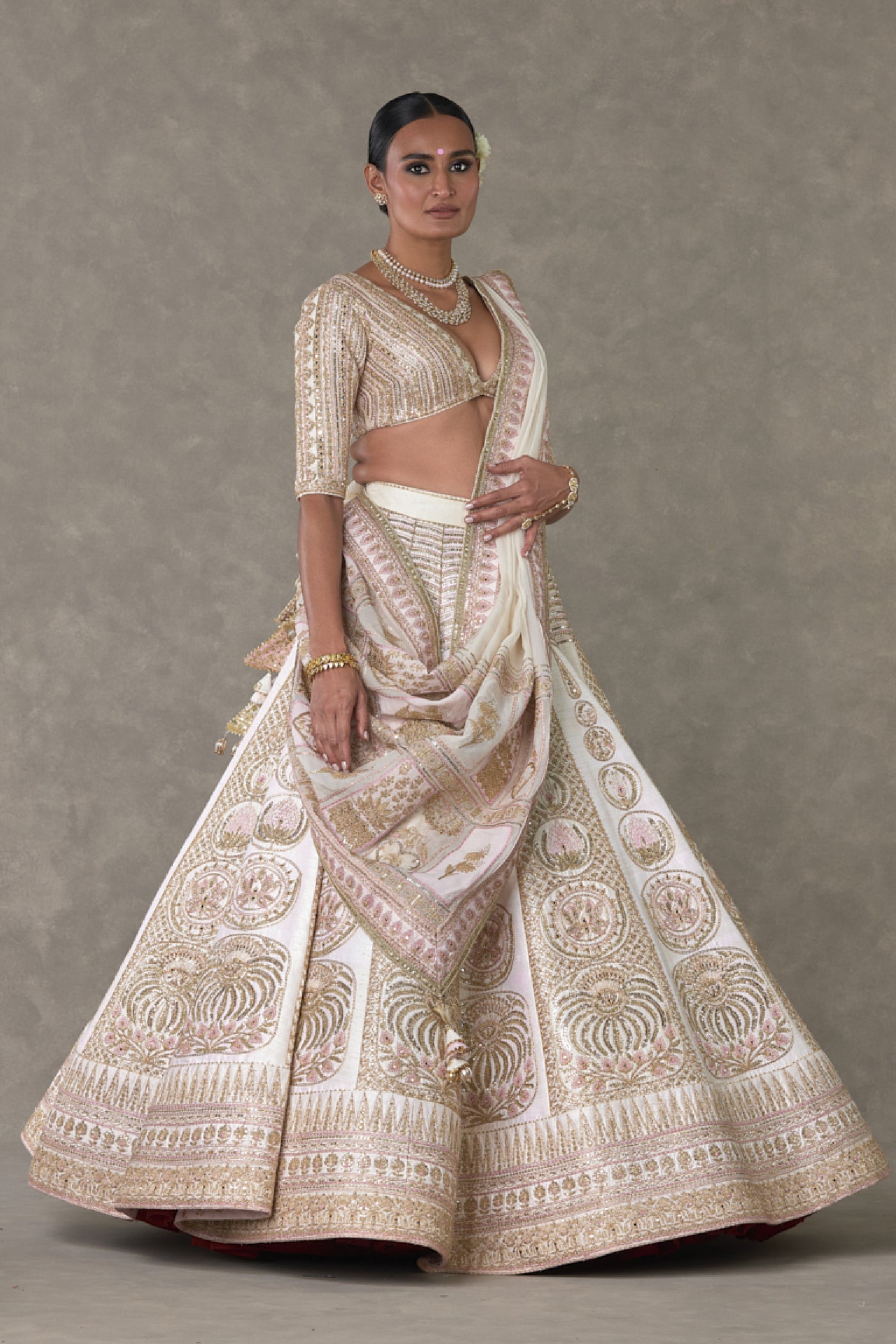 Masaba Ivory Bagh E Bahar Lehenga Indian designer wear online shopping melange singapore