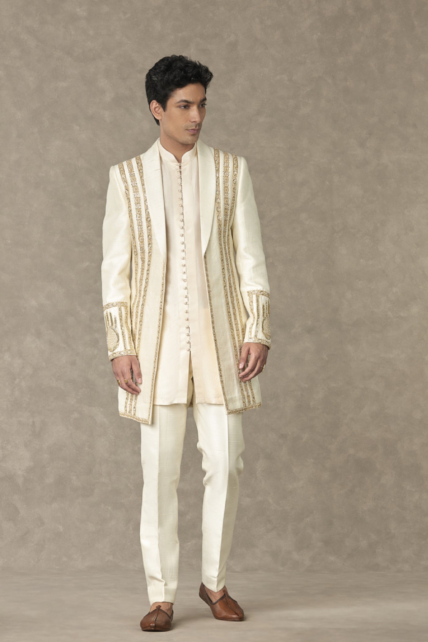 Masaba Menswear Ivory Haath Phool Raja Koti Indian designer wear online shopping melange singapore