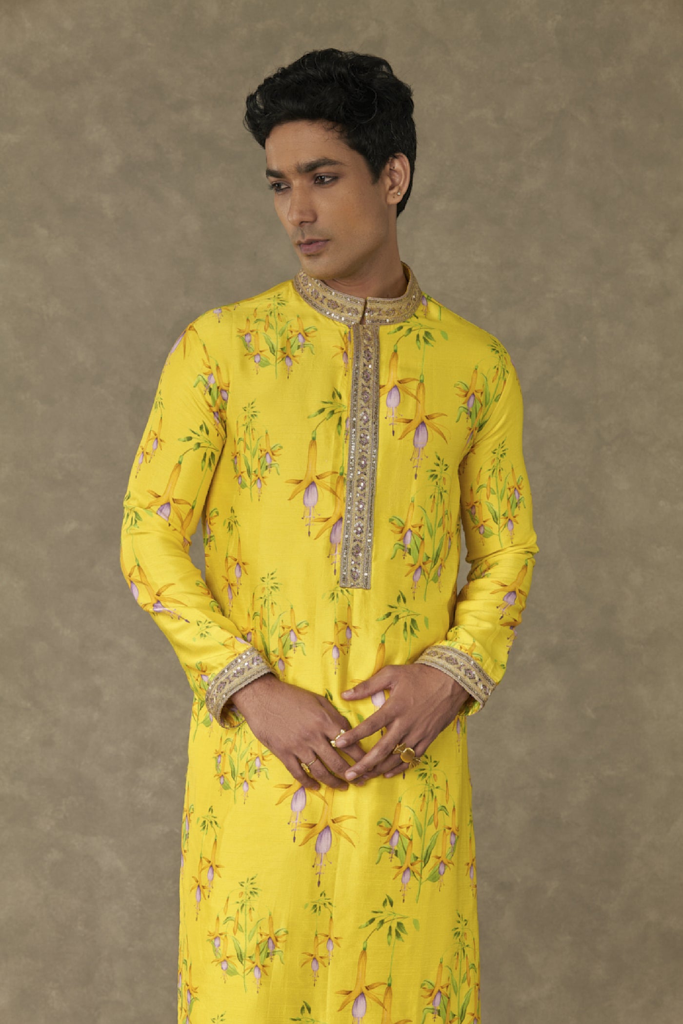 Masaba Menswear Lemon Yellow Juhi Kurta Set Indian designer wear online shopping melange singapore