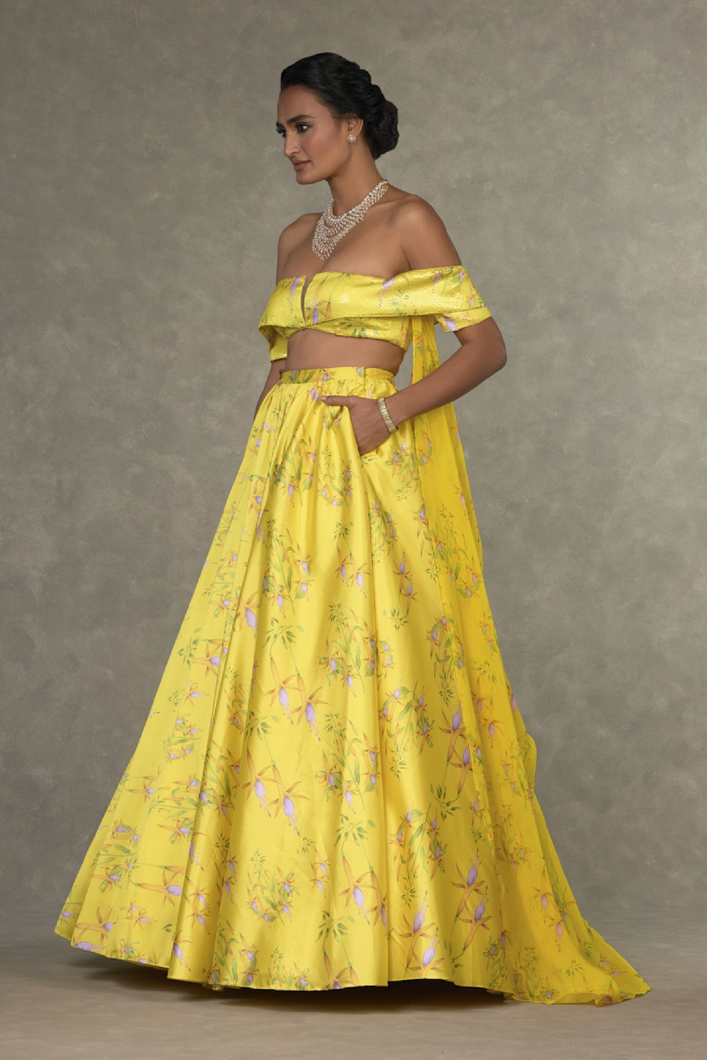 Masaba Lemon Yellow Juhi Skirt Set Indian designer wear online shopping melange singapore