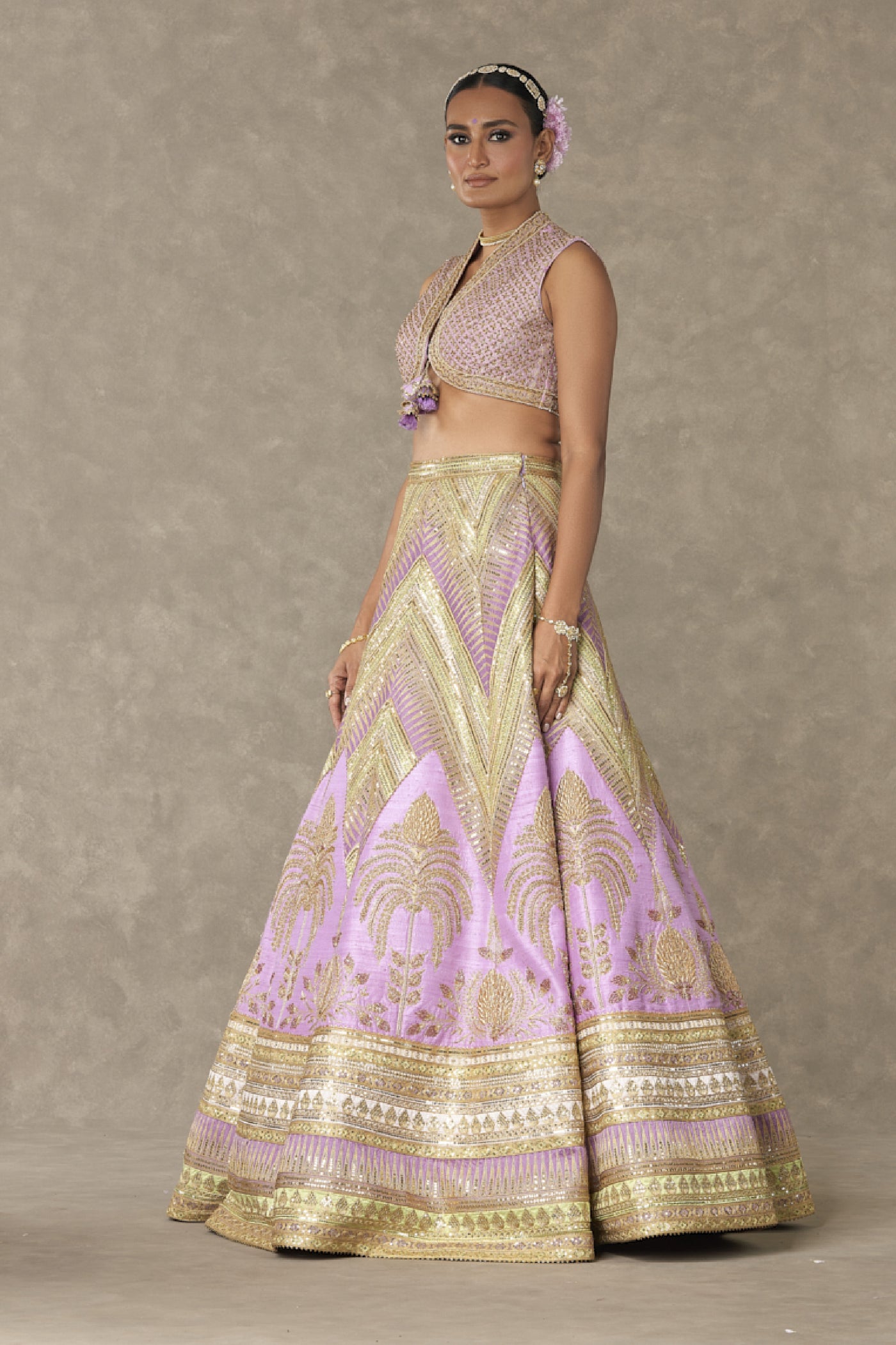 Masaba Lilac Anar Phool Lehenga Set Indian designer wear online shopping melange singapore