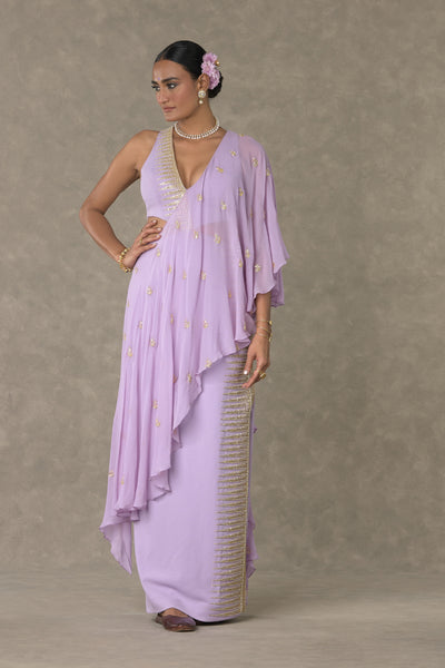Masaba Lilac Trikone Saree Gown Indian designer wear online shopping melange singapore