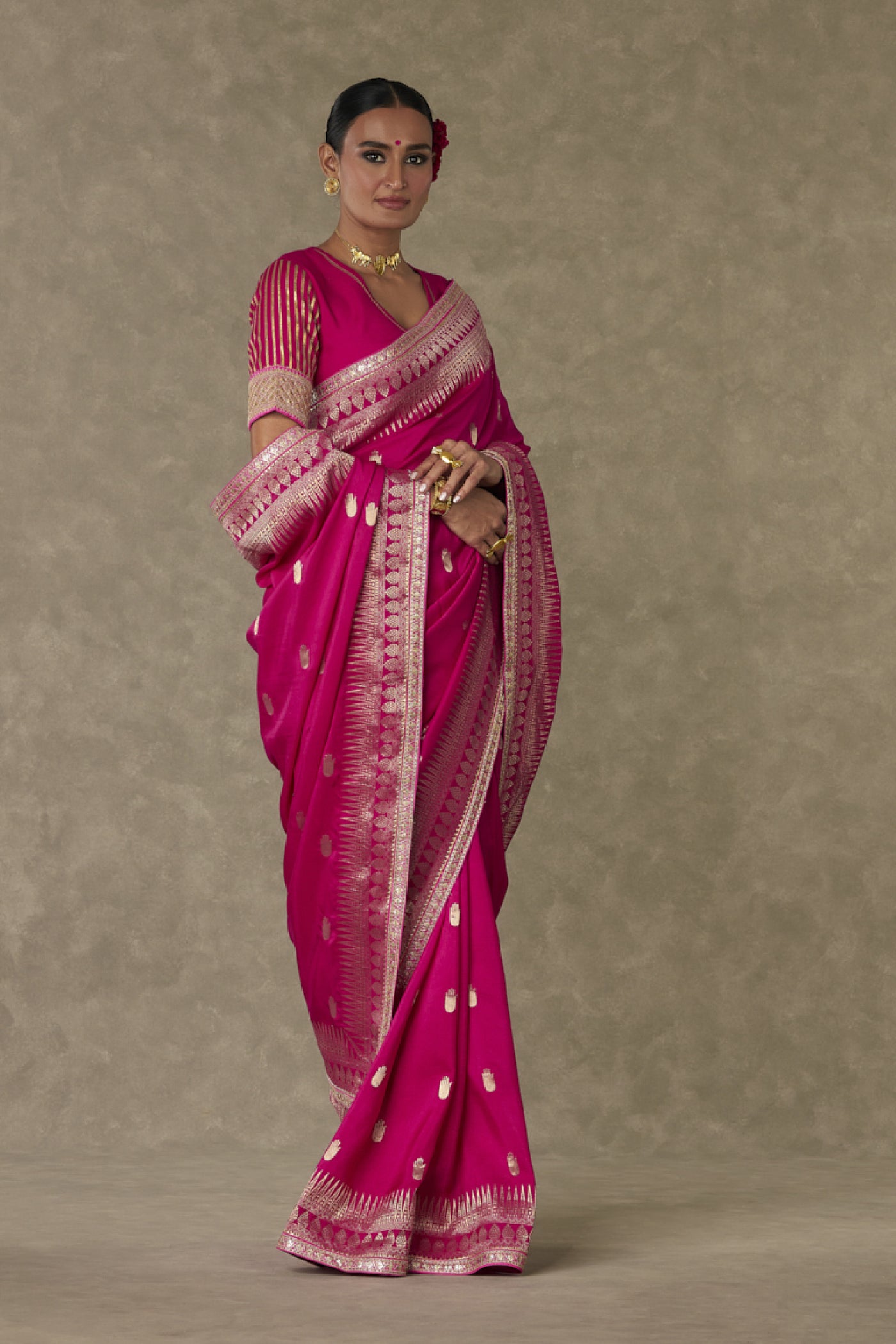 Masaba Magenta Haath Phool Safree Indian designer wear online shopping melange singapore