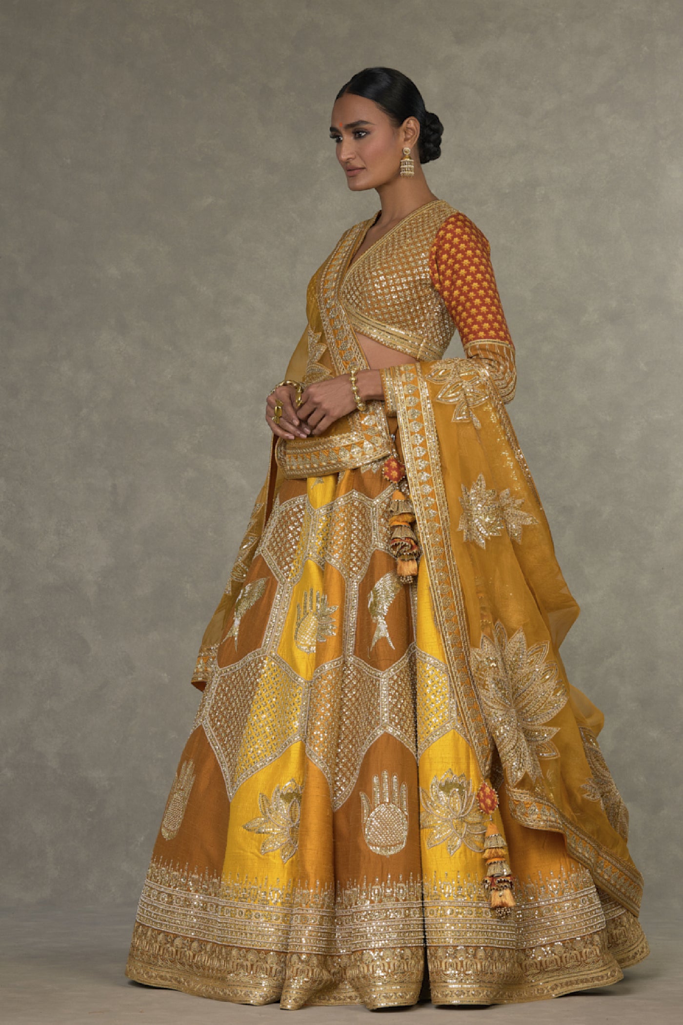 Masaba Ochre Neel Kamal Lehenga Indian designer wear online shopping melange singapore