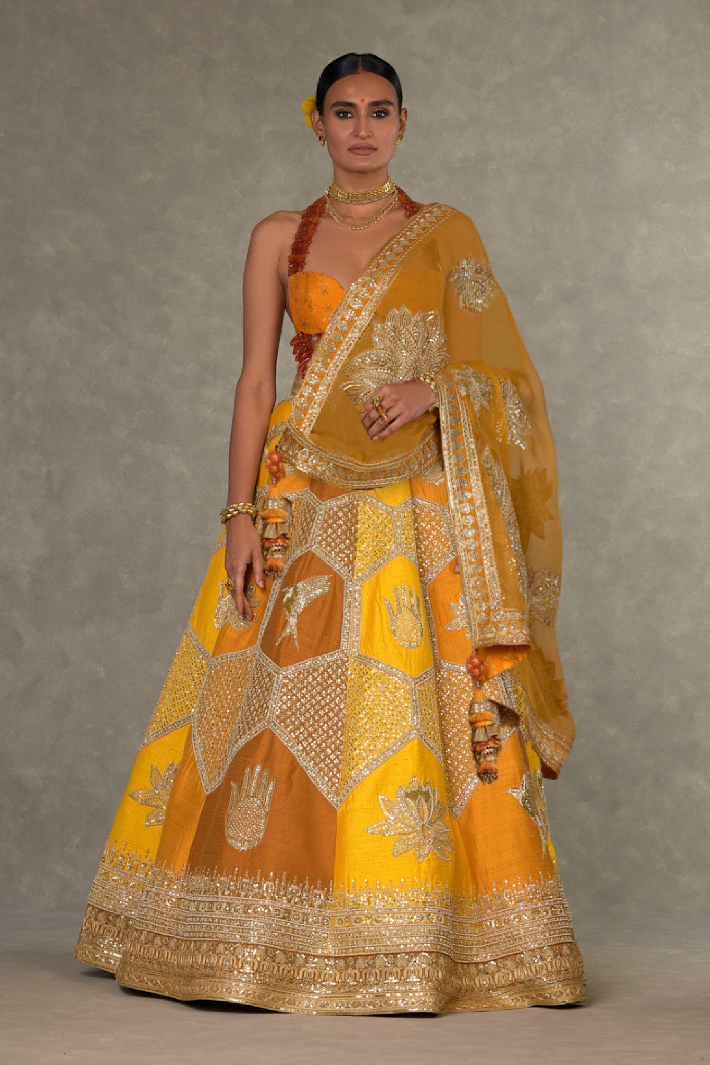 Masaba Ochre Neel-Kamal Lehenga Indian designer wear online shopping melange singapore