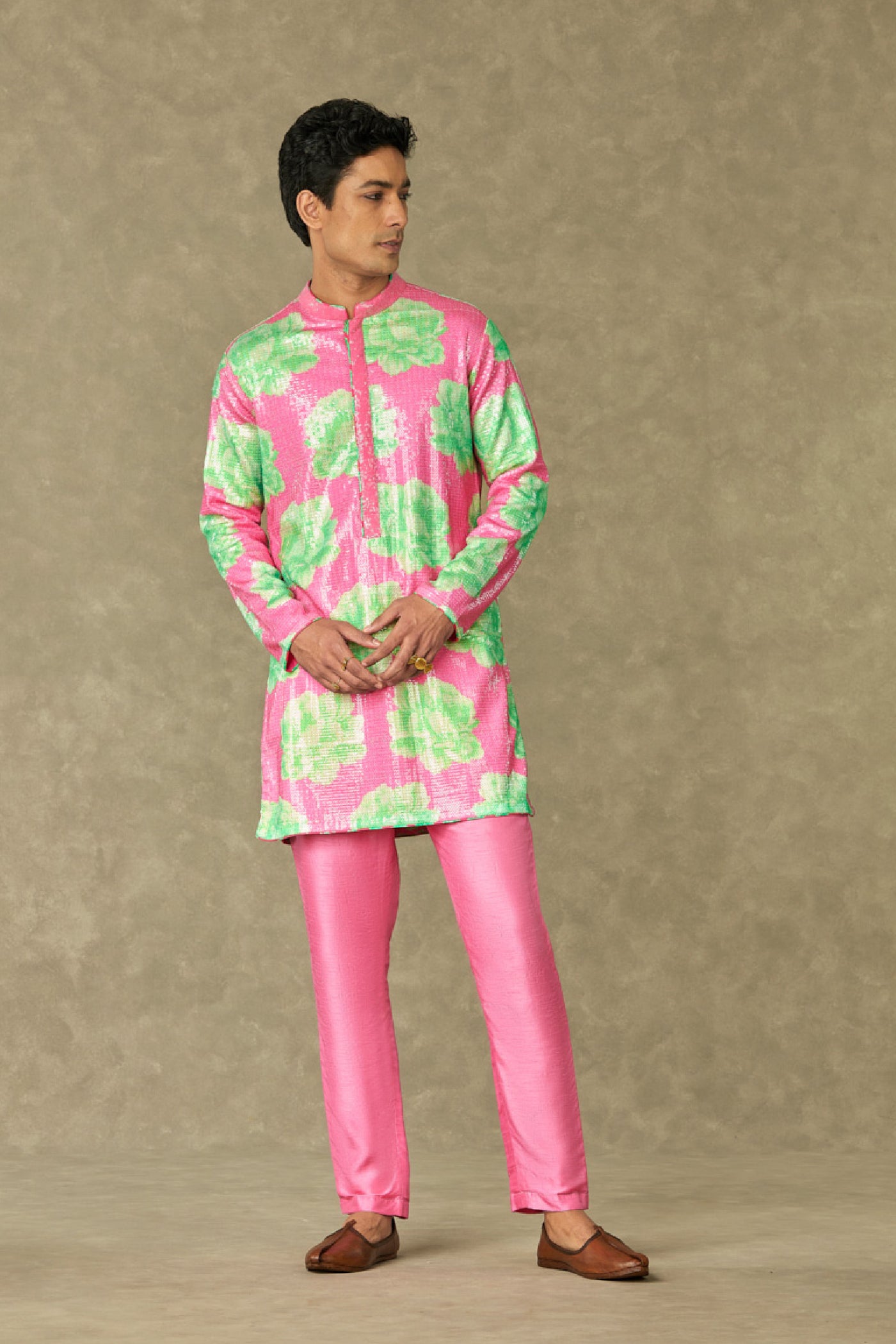 Masaba Menswear Pink Nurvi Sitara Sequin Set Indian designer wear online shopping melange singapore