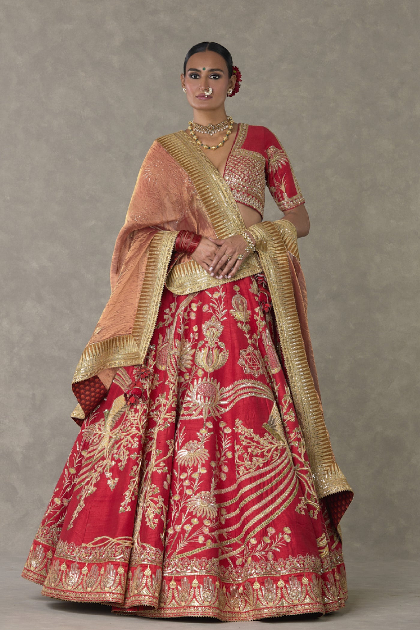 Masaba Red Bagh E Bahar Lehenga Set Indian designer wear online shopping melange singapore