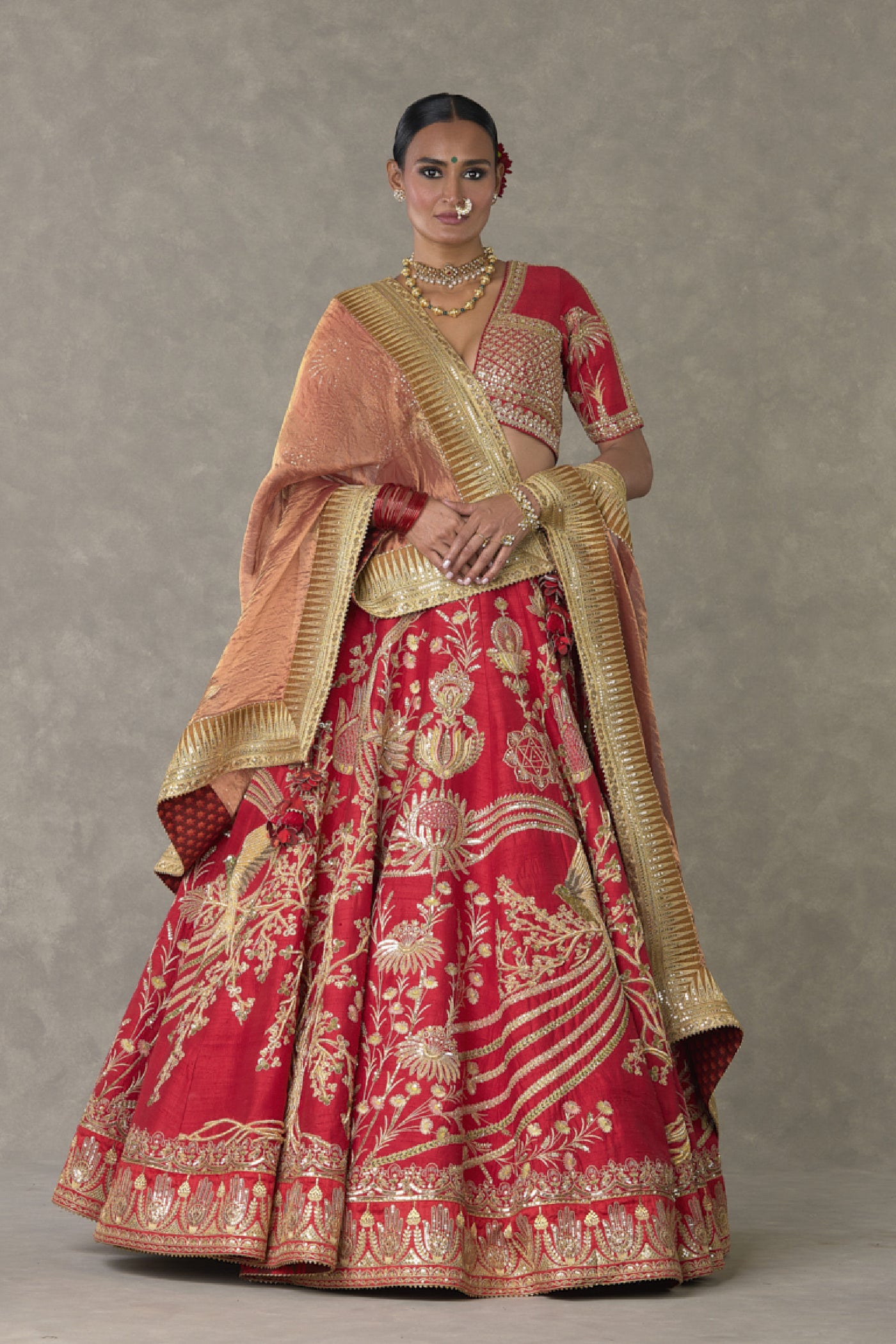 Masaba Red Bagh E Bahar Lehenga Set Indian designer wear online shopping melange singapore