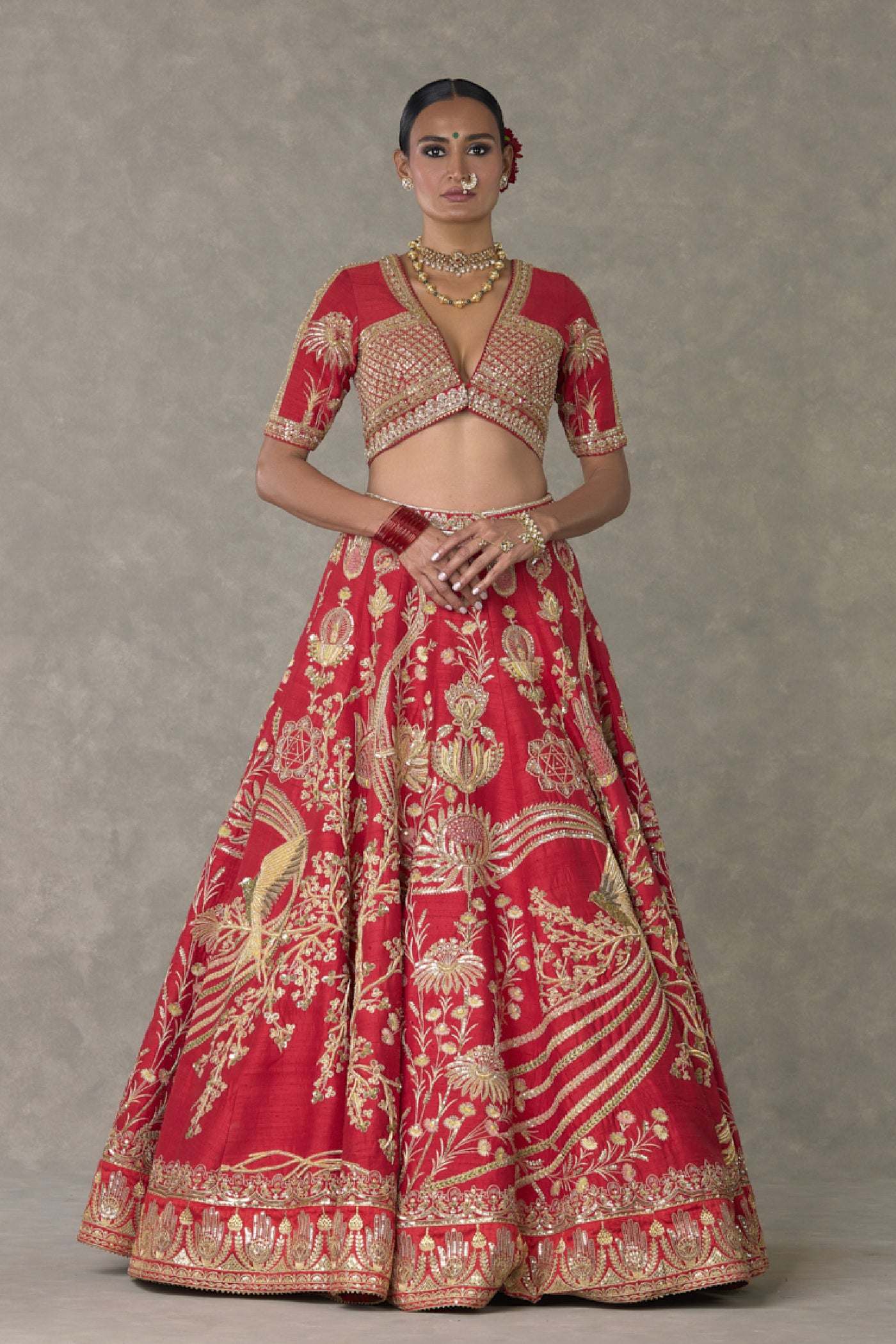 Masaba Red Bagh E Bahar Lehenga Set Indian designer wear online shopping melange singapore