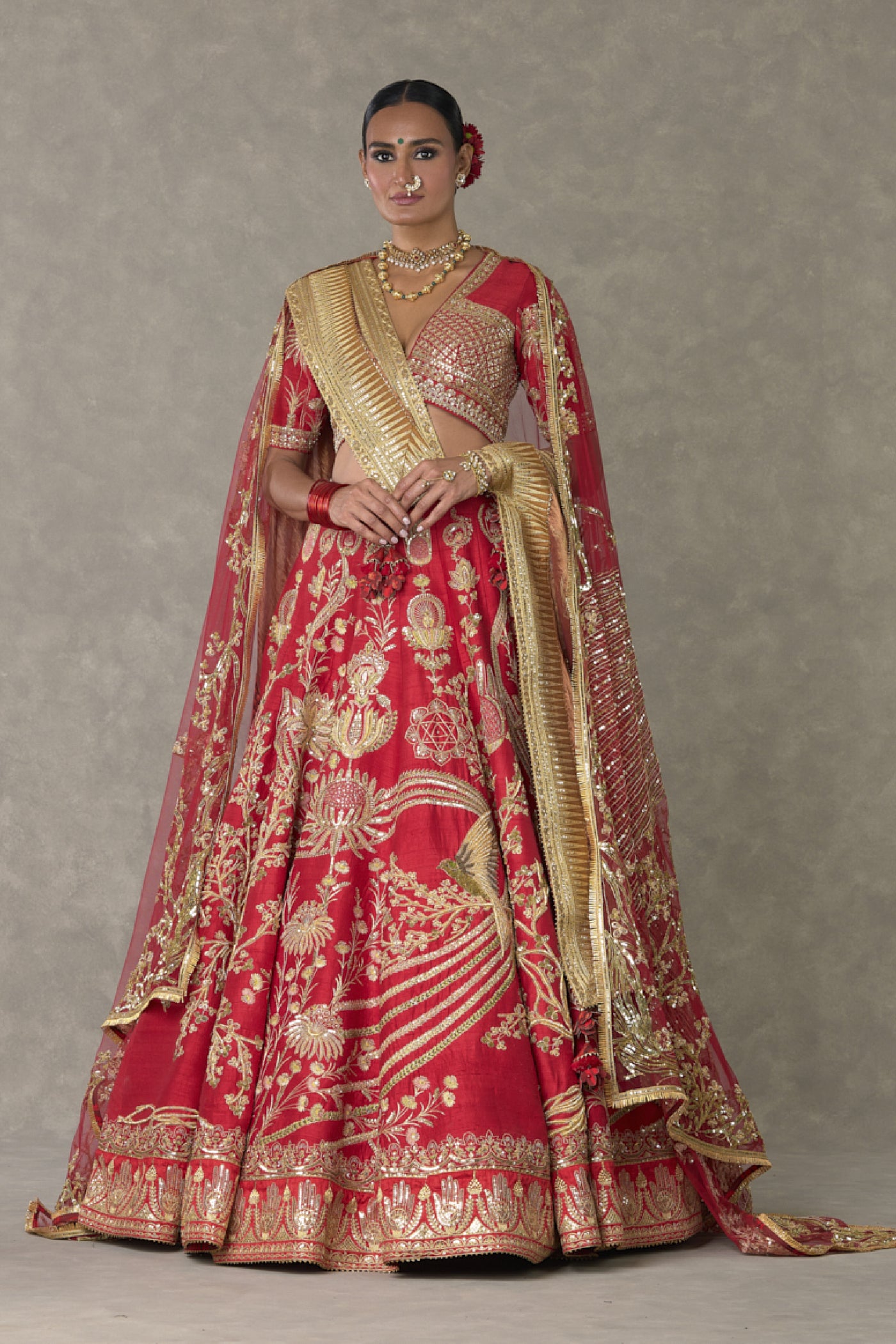 Masaba Red Bagh E Bahar Lehenga Set Indian designer wear online shopping melange singapore