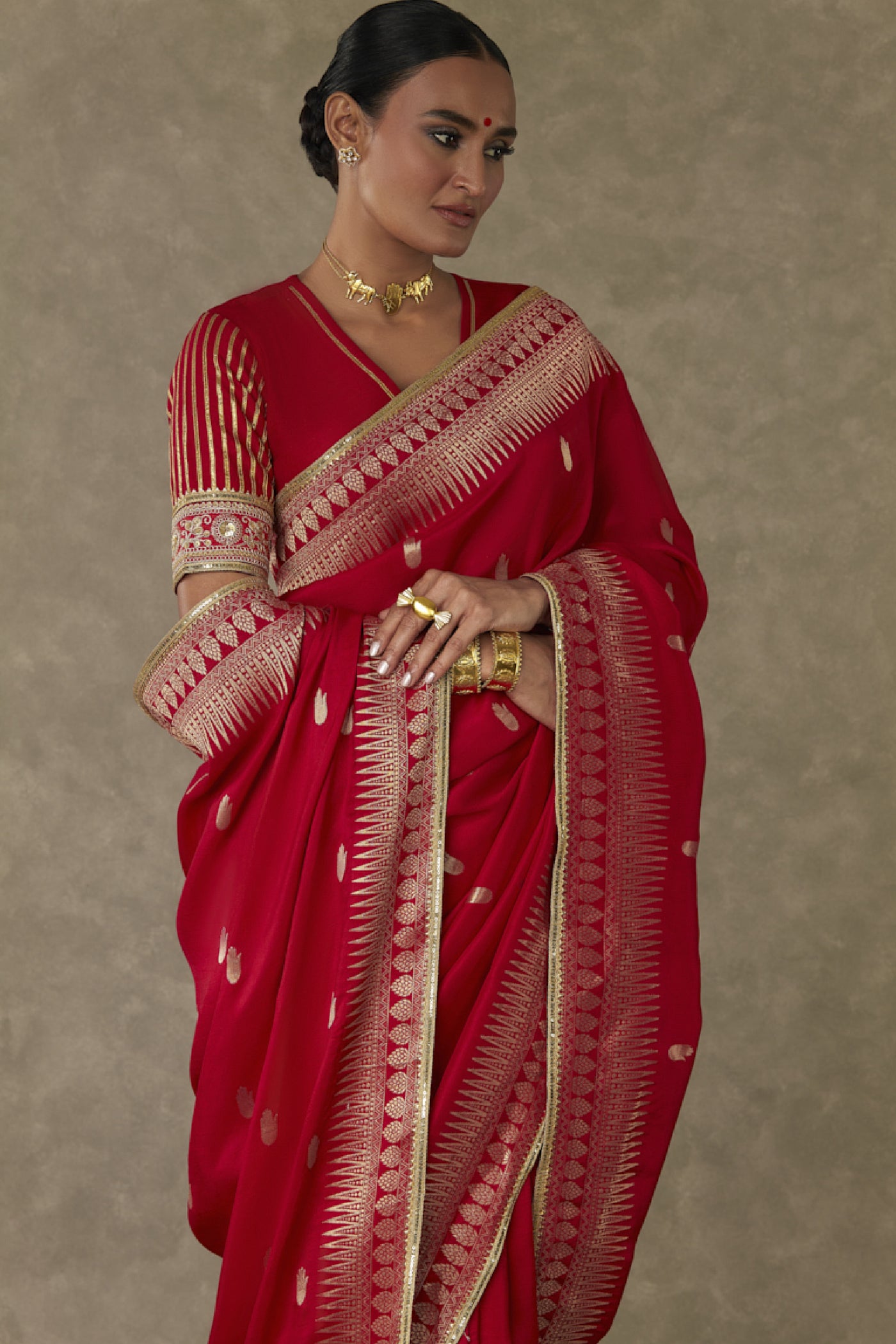 Masaba Red Haath Phool Saree Indian designer wear online shopping melange singapore