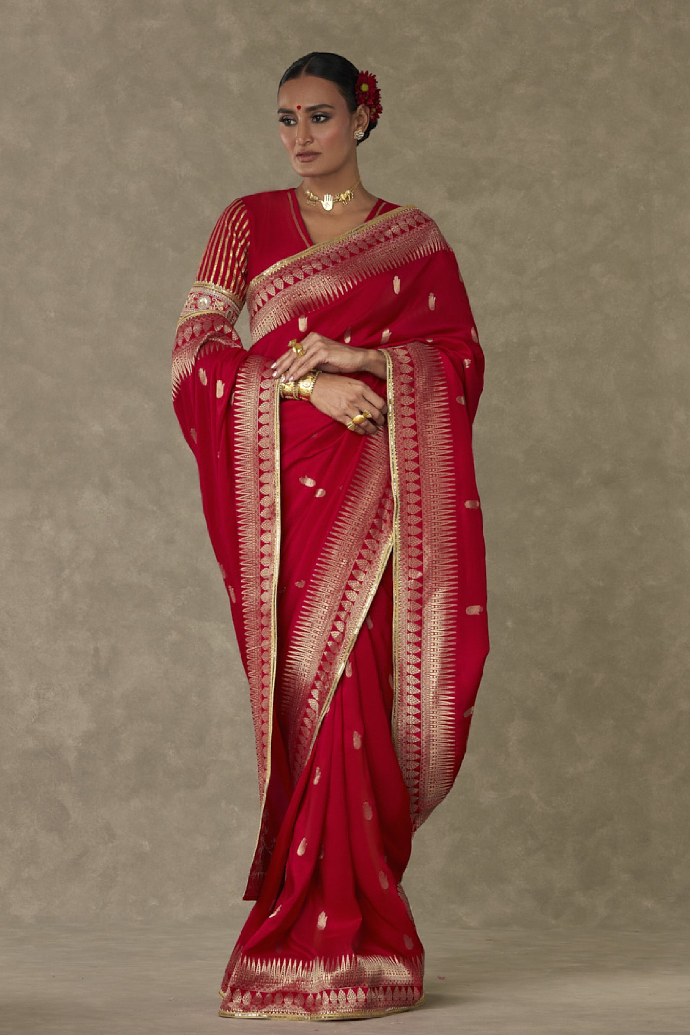 Masaba Red Haath Phool Saree Indian designer wear online shopping melange singapore