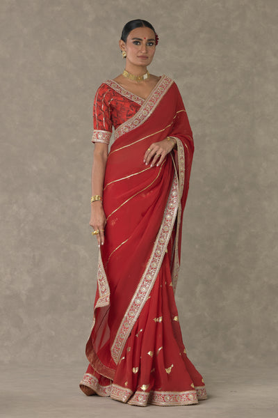 Masaba Red Lovebird Saree Indian designer wear online shopping melange singapore