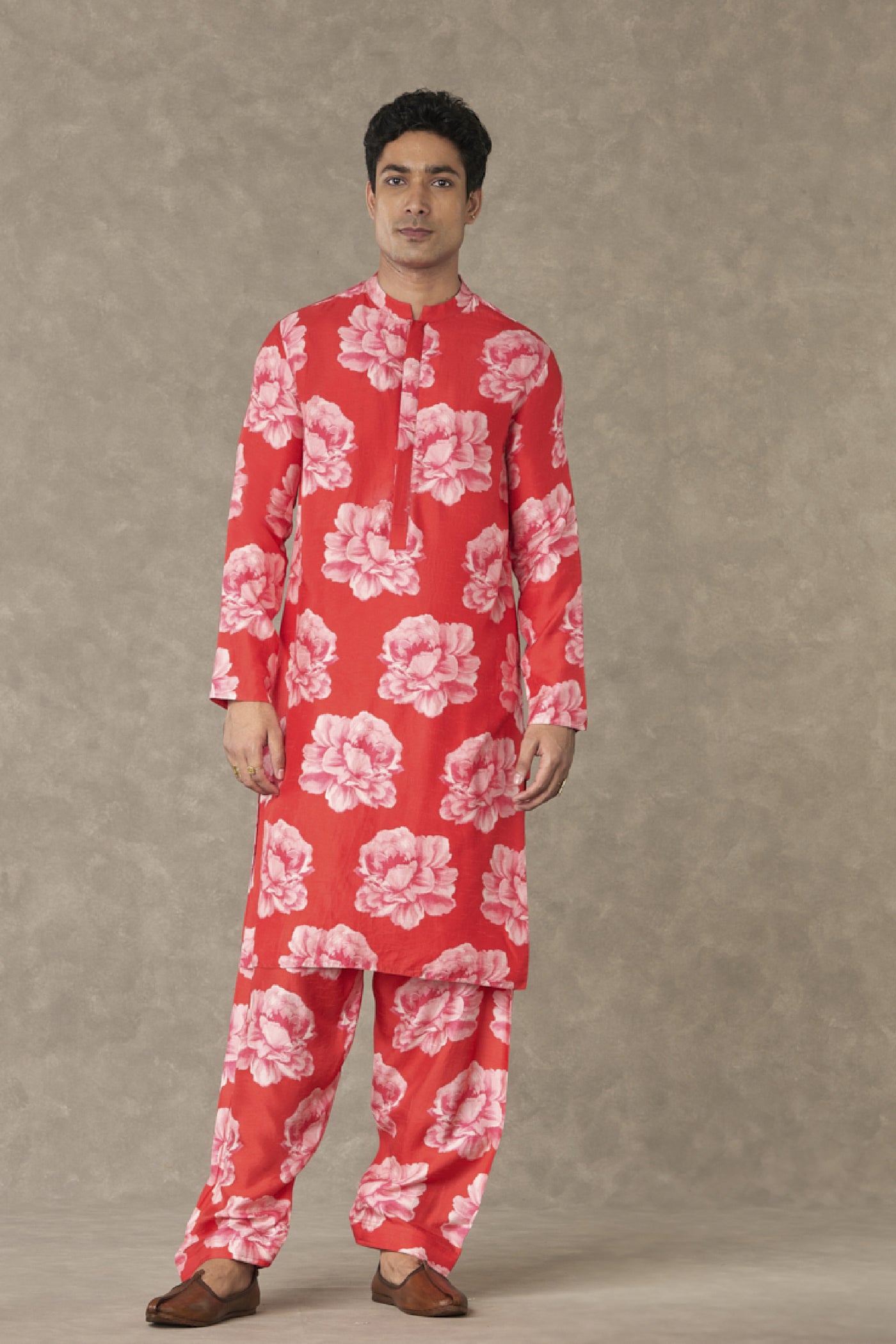 Masaba Menswear Red Nurvi Sitara Kurta Indian designer wear online shopping melange singapore