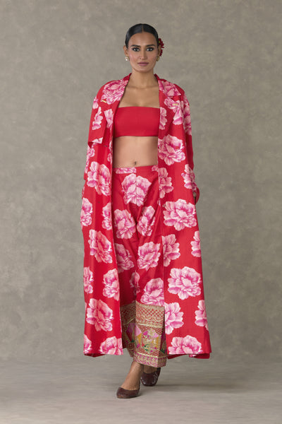 Masaba Red Nurvi Trench Coat Set Indian designer wear online shopping melange singapore