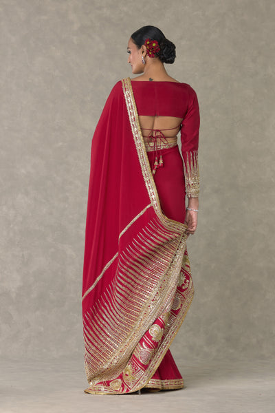 Masaba Red Son Patti Saree Red Indian designer wear online shopping melange singapore