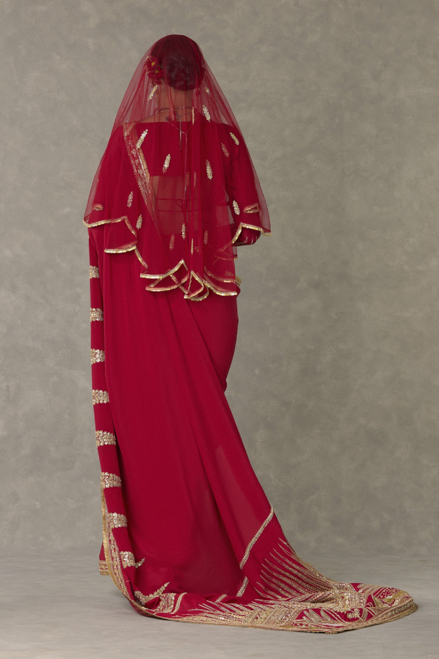 Masaba Red Son Patti Saree Red Indian designer wear online shopping melange singapore