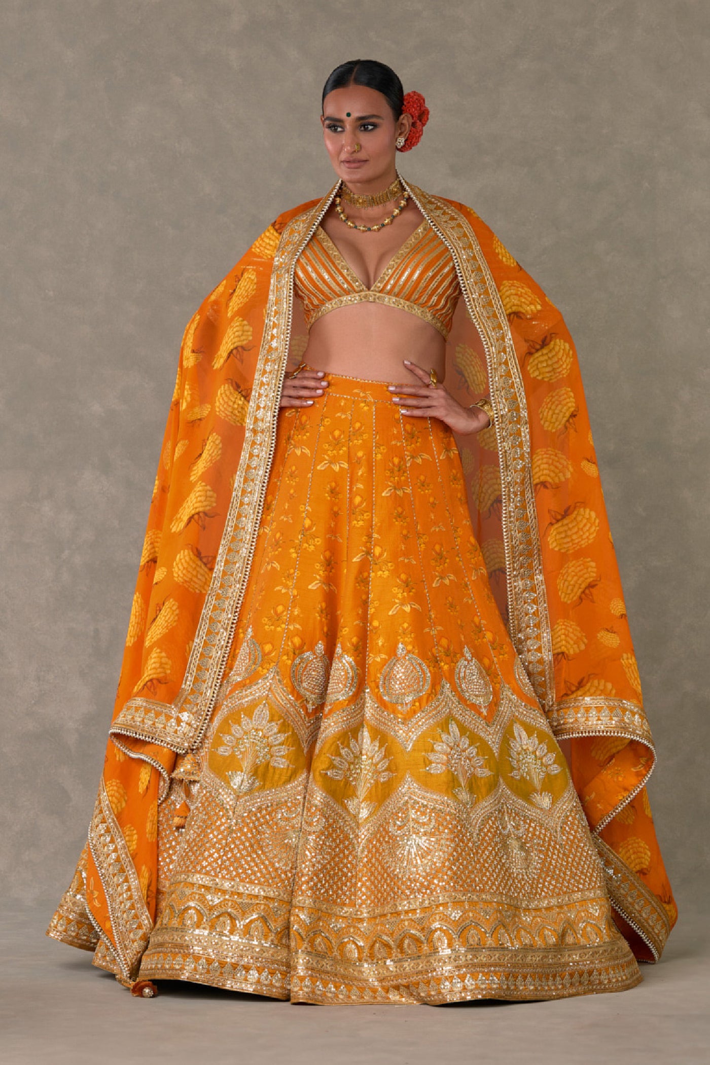 Masaba Rust Narangi Bagh Lehenga Indian designer wear online shopping melange singapore