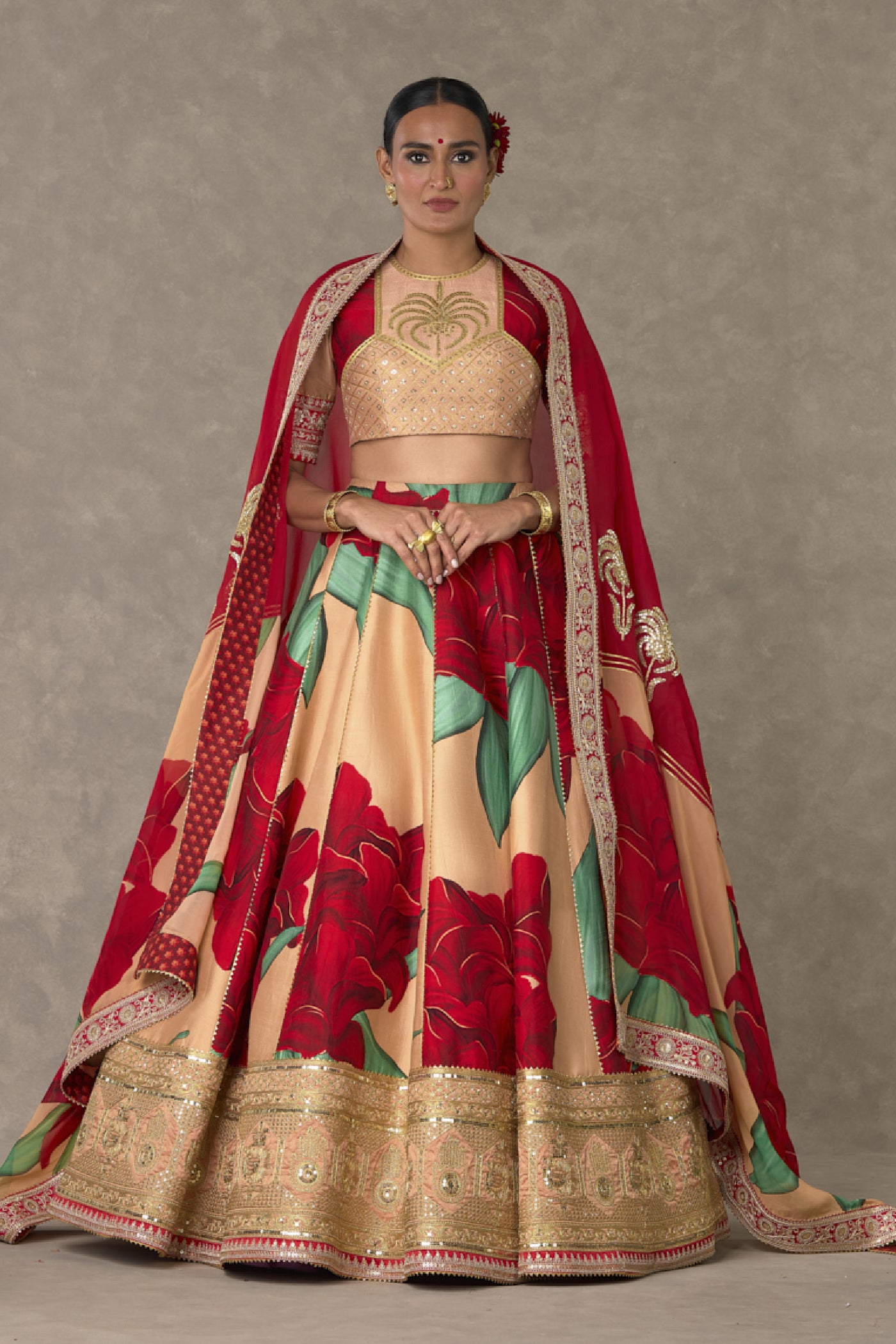 Masaba Salmon Candy Swirl Lehenga Indian designer wear online shopping melange singapore